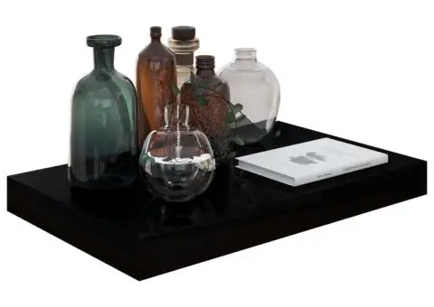 Rafturi de perete, 4 buc., negru extralucios, 40x23x3,8 cm, MDF - 3/5