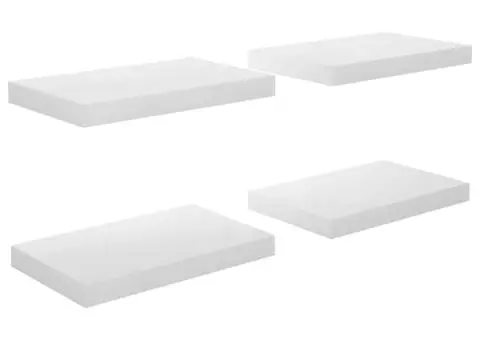 Rafturi de perete, 4 buc., alb extralucios, 40x23x3,8 cm, MDF - 2/5