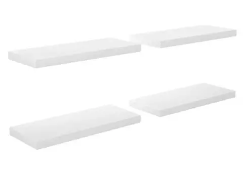Rafturi de perete, 4 buc., alb extralucios, 60x23,5x3,8 cm, MDF - 2/5