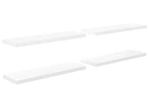 Rafturi de perete, 4 buc., alb extralucios, 120x23,5x3,8 cm MDF - 2/5