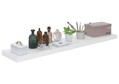 Rafturi de perete, 4 buc., alb extralucios, 120x23,5x3,8 cm MDF - 3/5