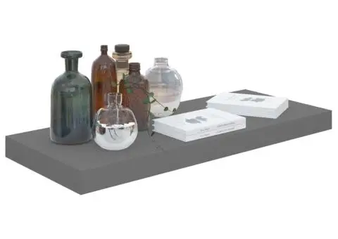 Rafturi de perete, 4 buc., gri extralucios, 60x23,5x3,8 cm, MDF - 3/5