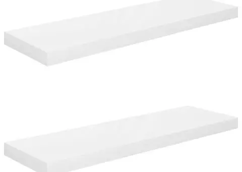 Rafturi de perete, 2 buc., alb extralucios, 80x23,5x3,8 cm, MDF - 2/5