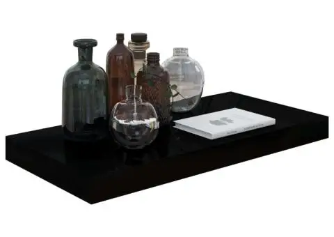 Rafturi de perete, 2 buc., negru extralucios, 50x23x3,8 cm, MDF - 3/5