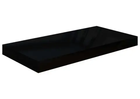 Rafturi de perete, 2 buc., negru extralucios, 50x23x3,8 cm, MDF - 4/5