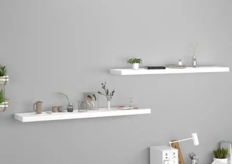 Rafturi de perete suspendate, 2 buc., alb, 120x23,5x3,8 cm, MDF - 1/5