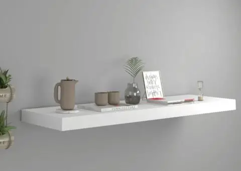 Raft de perete suspendat, alb, 80x23,5x3,8 cm, MDF - 1/5