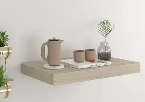 Raft de perete suspendat, stejar, 40x23x3,8 cm, MDF - 1/5