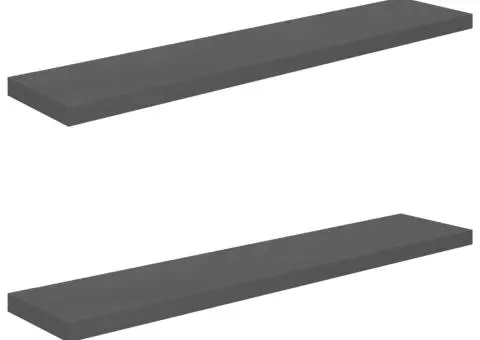 Rafturi de perete, 2 buc., gri extralucios, 120x23,5x3,8 cm MDF - 2/5