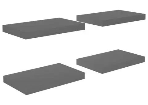 Rafturi de perete, 4 buc., gri extralucios, 40x23x3,8 cm, MDF - 2/5