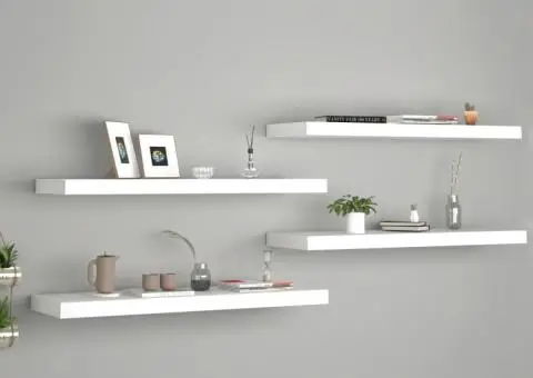 Rafturi de perete, 4 buc., alb, 80 x 23,5 x 3,8 cm, MDF - 1/5