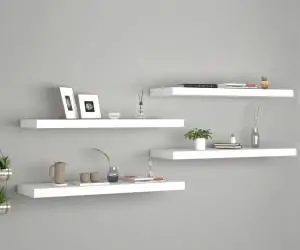 vidaXL Rafturi de perete, 4 buc., alb, 80 x 23,5 x 3,8 cm, MDF