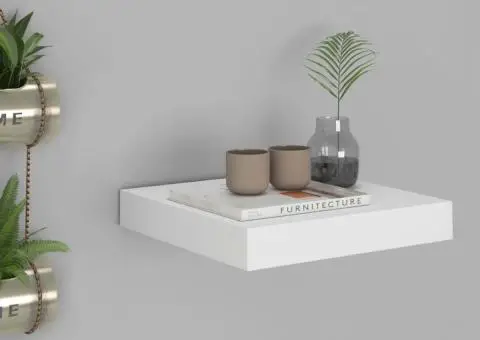 Raft de perete suspendat, alb, 23x23,5x3,8 cm, MDF - 1/5