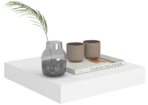 Raft de perete suspendat, alb, 23x23,5x3,8 cm, MDF - 3/5