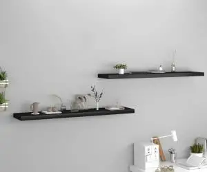 vidaXL Rafturi de perete suspendate 2 buc., negru 120x23,5x3,8 cm, MDF