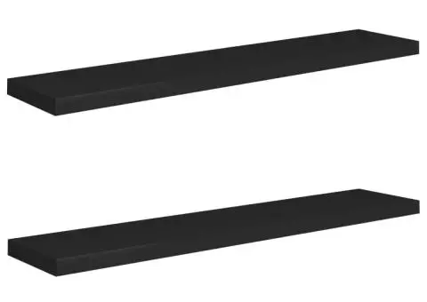 Rafturi de perete suspendate 2 buc., negru 120x23,5x3,8 cm, MDF - 2/5
