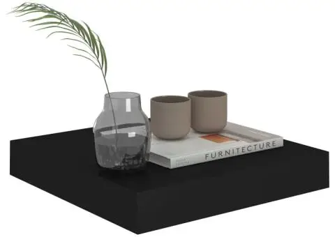 Raft de perete suspendat, negru, 23x23,5x3,8 cm, MDF - 3/5