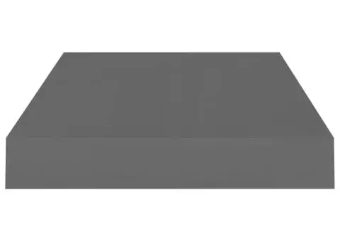 Raft de perete suspendat, gri extralucios, 40x23x3,8 cm, MDF - 5/5