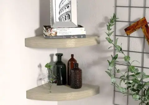 Rafturi colț de perete, 2 buc., stejar, 25 x 25 x 3,8 cm, MDF - 1/5