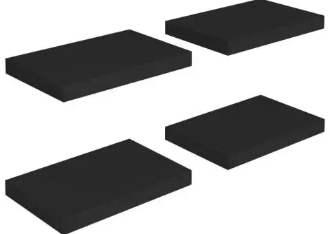 Rafturi de perete suspendate, 4 buc., negru, 40x23x3,8 cm, MDF - 2/5