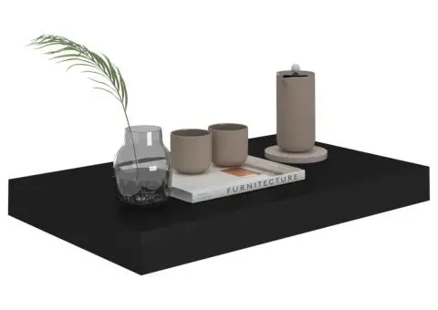 Rafturi de perete suspendate, 4 buc., negru, 40x23x3,8 cm, MDF - 3/5