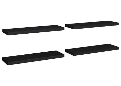 Rafturi de perete, 4 buc., negru, 80 x 23,5 x 3,8 cm, MDF - 2/5