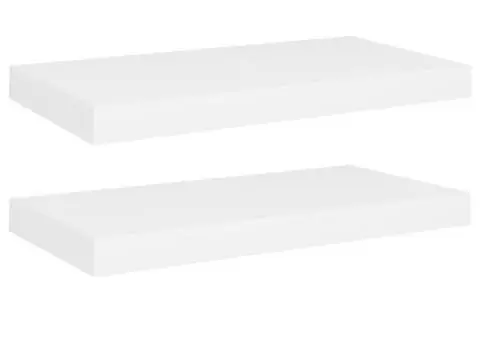 Rafturi de perete suspendate, 2 buc., alb, 50x23x3,8 cm, MDF - 2/5