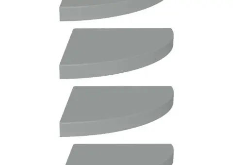 Rafturi colțar de perete, 4 buc., gri, 35 x 35 x 3,8 cm, MDF - 2/5