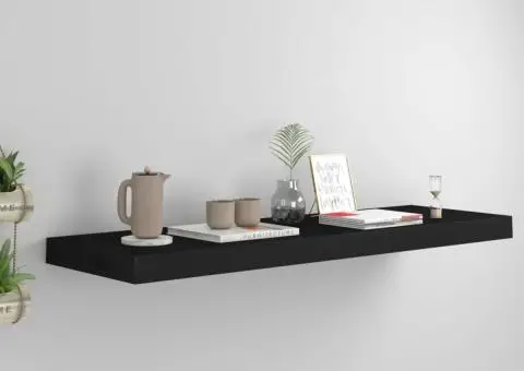 Raft de perete suspendat, negru, 80x23,5x3,8 cm, MDF - 1/5