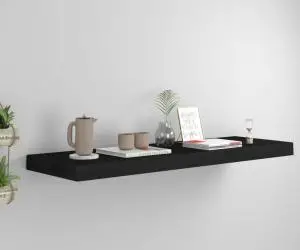 vidaXL Raft de perete suspendat, negru, 80x23,5x3,8 cm, MDF