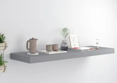 Raft de perete suspendat, gri, 80x23,5x3,8 cm, MDF - 1/5