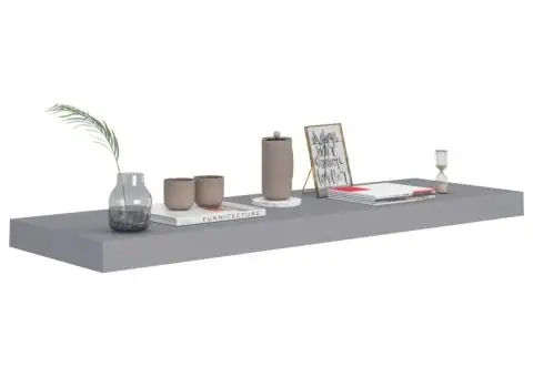 Raft de perete suspendat, gri, 80x23,5x3,8 cm, MDF - 3/5