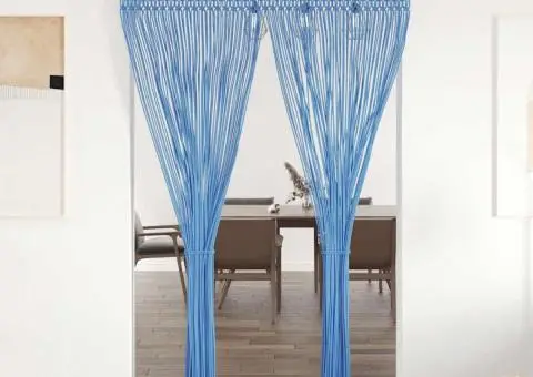 Perdea macrame, albastru, 140 x 240 cm, bumbac - 1/5