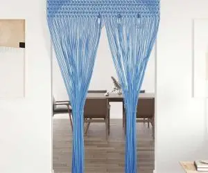 vidaXL Perdea macrame, albastru, 140 x 240 cm, bumbac
