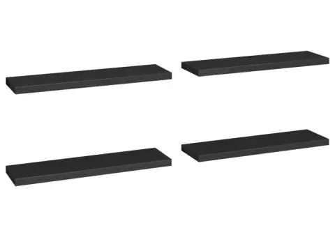 Rafturi de perete suspendate 4 buc., negru, 90x23,5x3,8 cm, MDF - 2/5