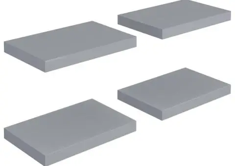 Rafturi de perete suspendate, 4 buc., gri, 40x23x3,8 cm, MDF - 2/5