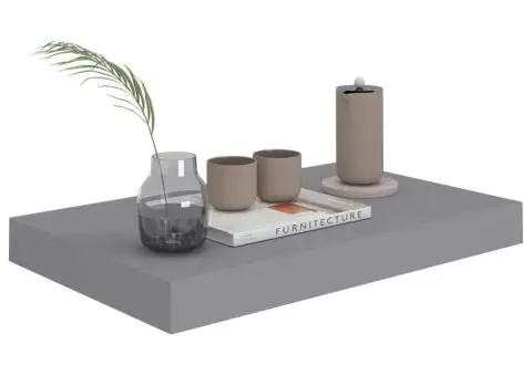 Rafturi de perete suspendate, 4 buc., gri, 40x23x3,8 cm, MDF - 3/5