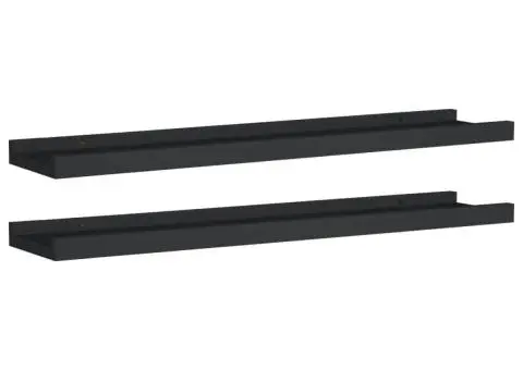 Rafturi rame foto cu bordură, 2 buc., negru, 60 x 9 x 3 cm, MDF - 2/5