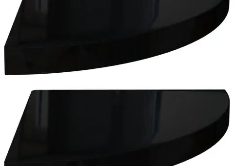 Rafturi colț perete, 2 buc., negru extralucios 35x35x3,8 cm MDF - 2/5