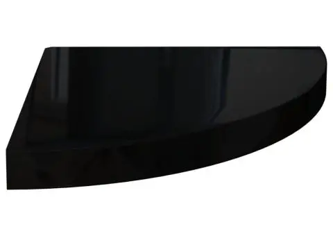 Rafturi colț perete, 2 buc., negru extralucios 35x35x3,8 cm MDF - 3/5