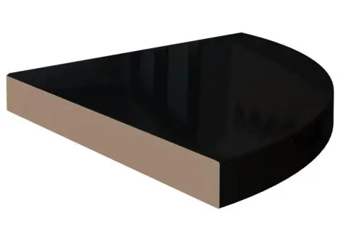 Rafturi colț perete, 2 buc., negru extralucios 35x35x3,8 cm MDF - 4/5