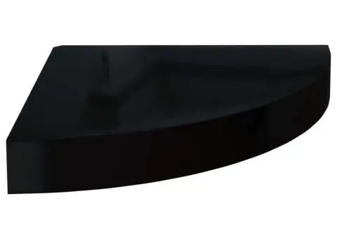 Raft colțar de perete, negru extralucios, 25 x 25 x 3,8 cm, MDF - 2/5