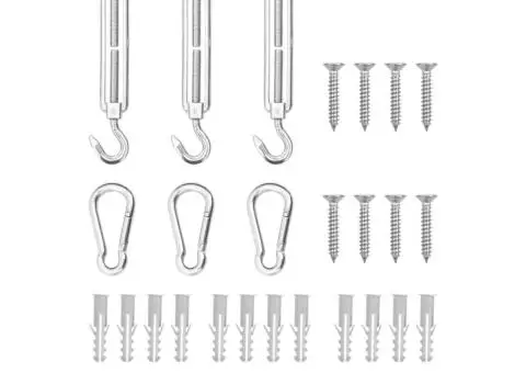 Set de accesorii parasolar, 9 piese, oțel inoxidabil - 1/5