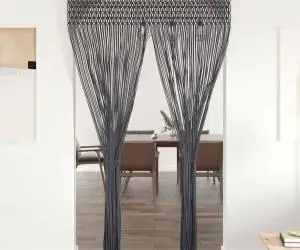 vidaXL Perdea macrame, antracit, 140 x 240 cm, bumbac