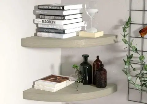 Rafturi colț de perete, 2 buc., stejar, 35x35x3,8 cm, MDF - 1/5