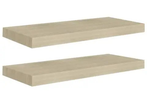 Rafturi de perete suspendate, 2 buc., stejar 60x23,5x3,8 cm MDF - 2/5