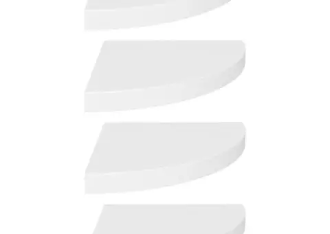 Rafturi colțar de perete, 4 buc., alb, 35 x 35 x 3,8 cm, MDF - 2/5