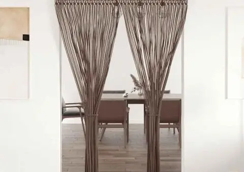 Perdea macrame, gri taupe,140 x 240 cm, bumbac - 1/5