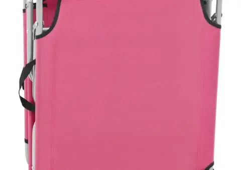 Șezlong de plajă pliabil, roz, oțel și material textil - 5/5