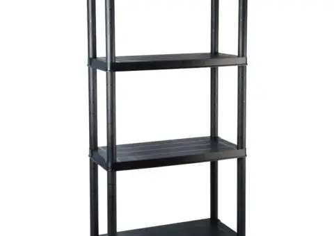 Raft de depozitare cu 4 polițe, negru, 61x30,5x130 cm, plastic - 2/5